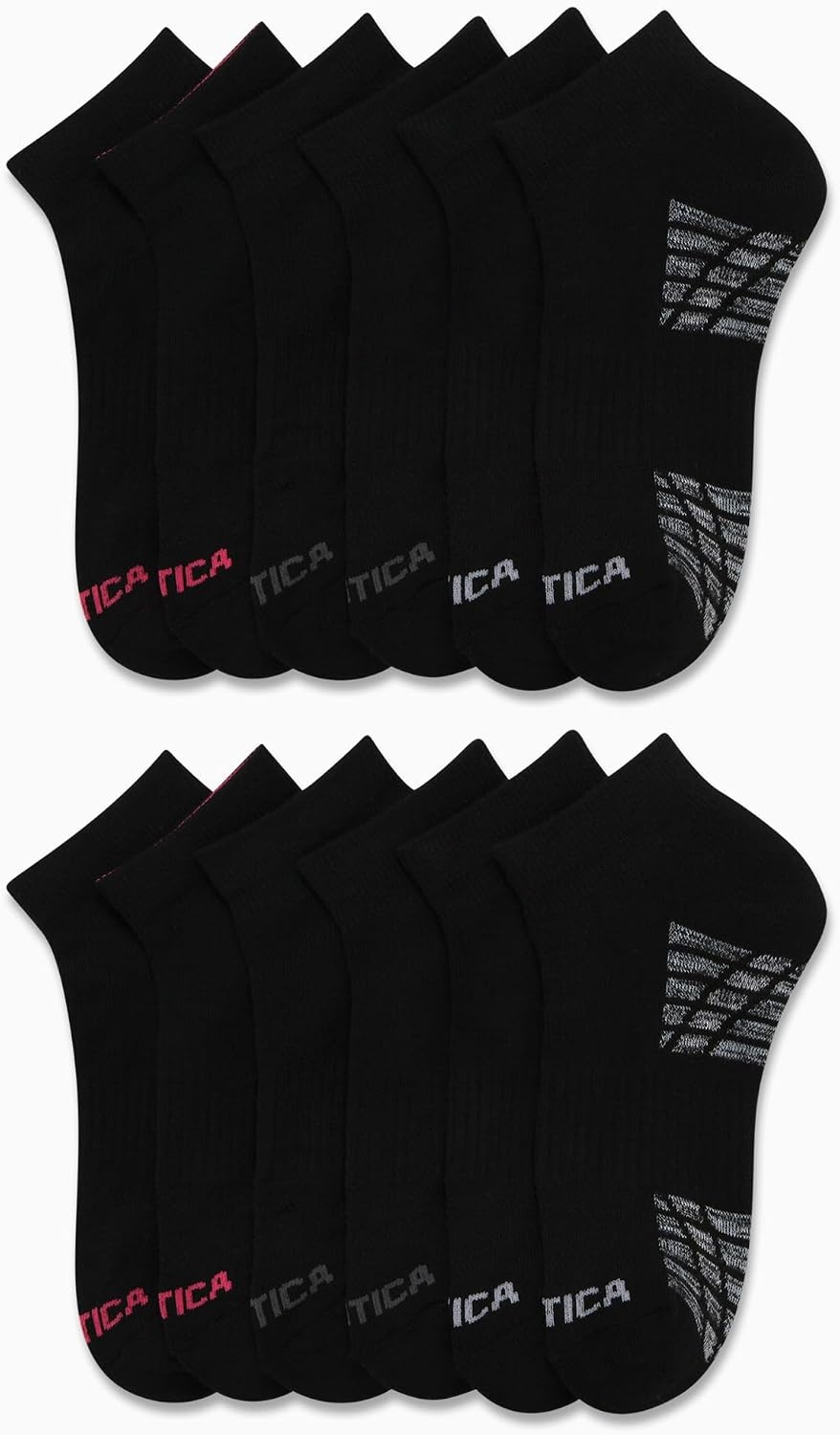 image:imageNautica Womens Quarter Cut Moisture Control Athletic Socks with Cushioned Comfort 12 PackCharcoal Black