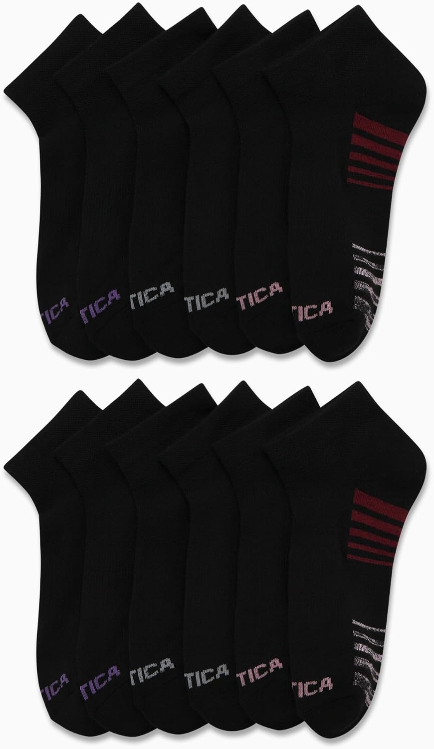 image:imageNautica Womens Quarter Cut Moisture Control Athletic Socks with Cushioned Comfort 12 PackClassic Black