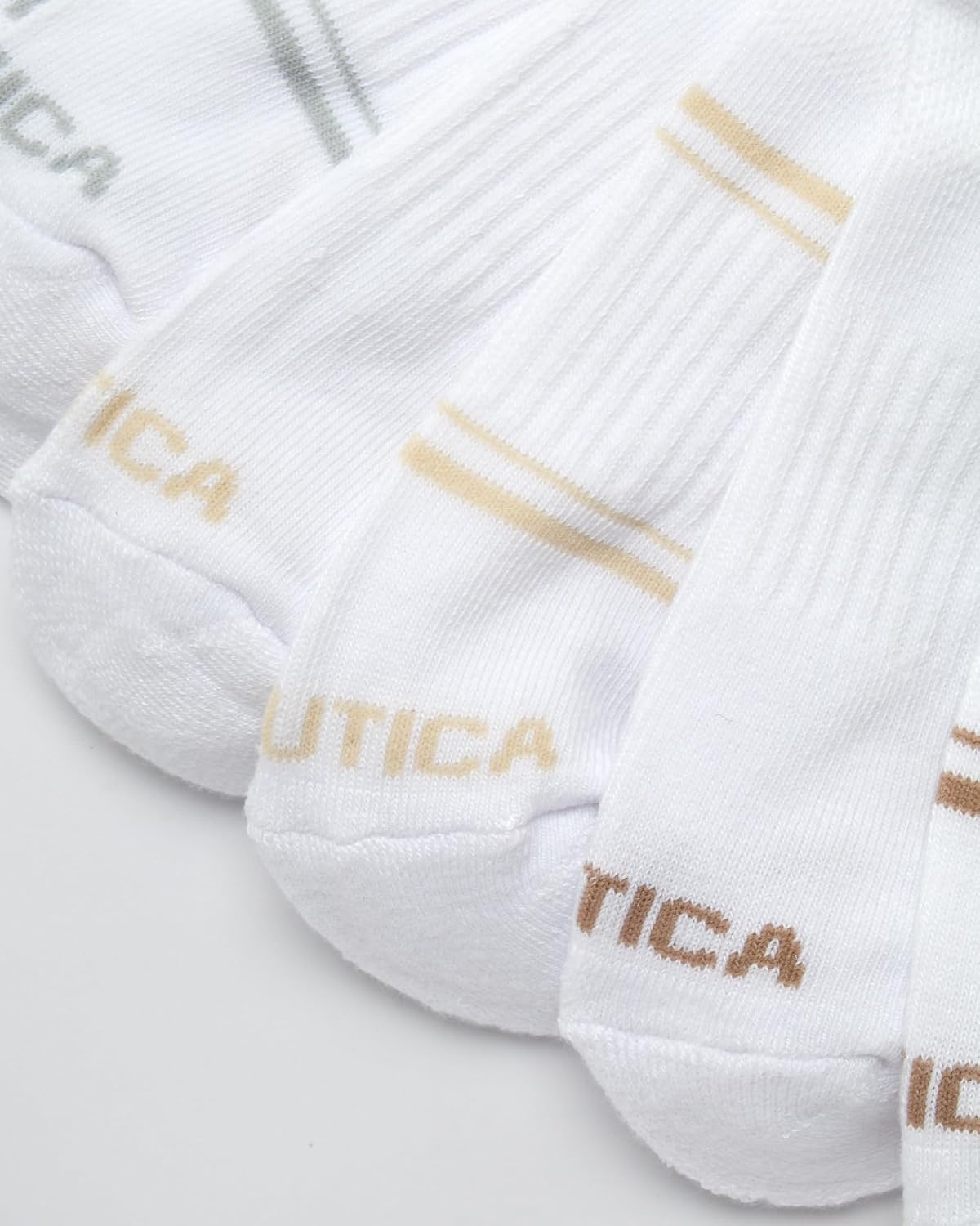 image:imageNautica Womens Quarter Cut Moisture Control Athletic Socks with Cushioned Comfort 12 PackWhite Stripe