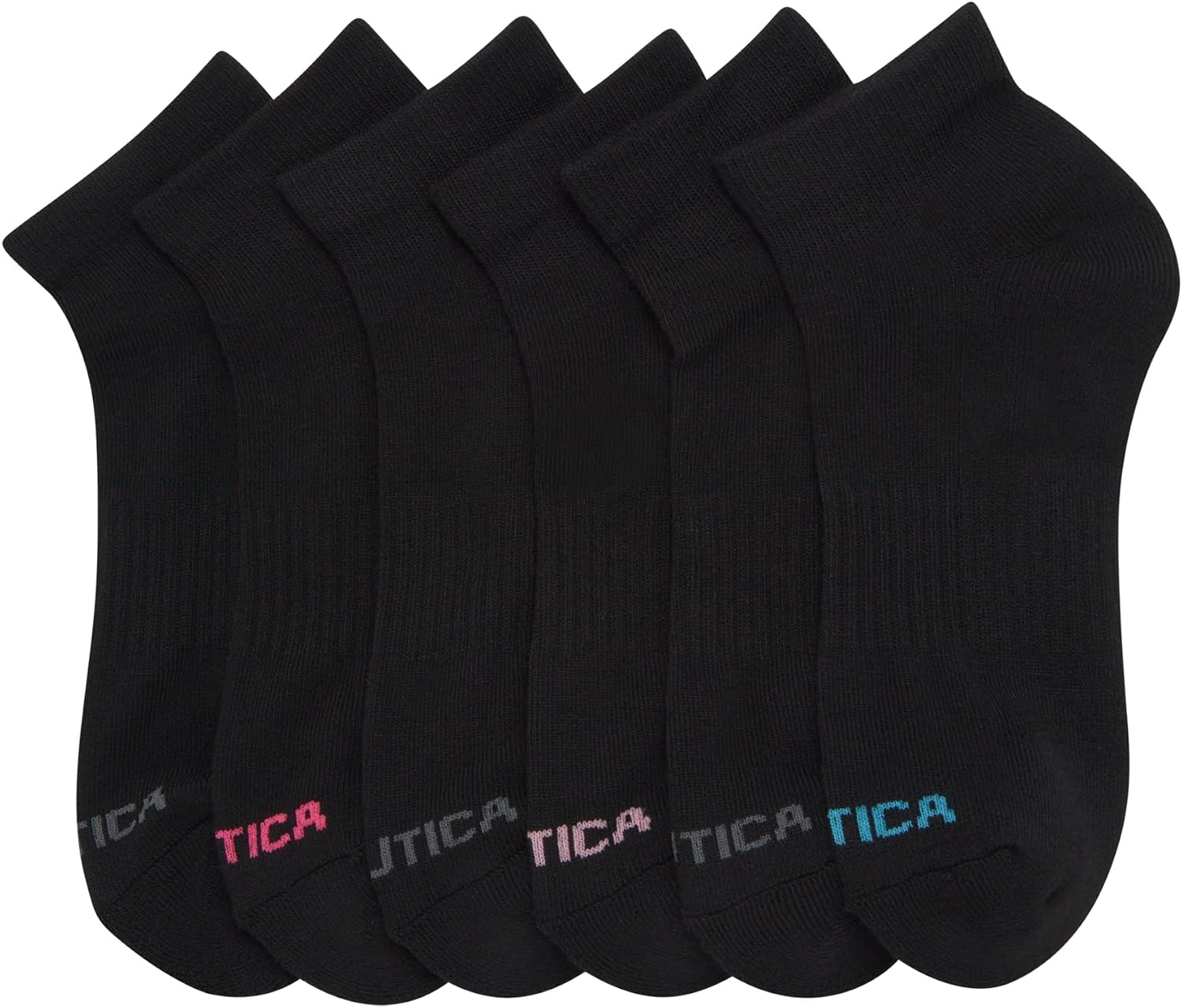 image:imageNautica Womens Quarter Socks 6 Pack Cushioned Moisture Wicking Athletic Quarter Socks for WomenAll Black