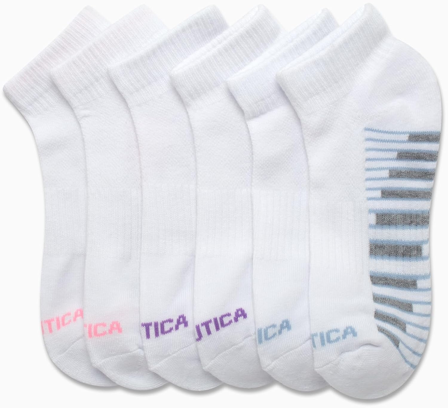 image:imageNautica Womens Quarter Socks 6 Pack Cushioned Moisture Wicking Athletic Quarter Socks for WomenAll White