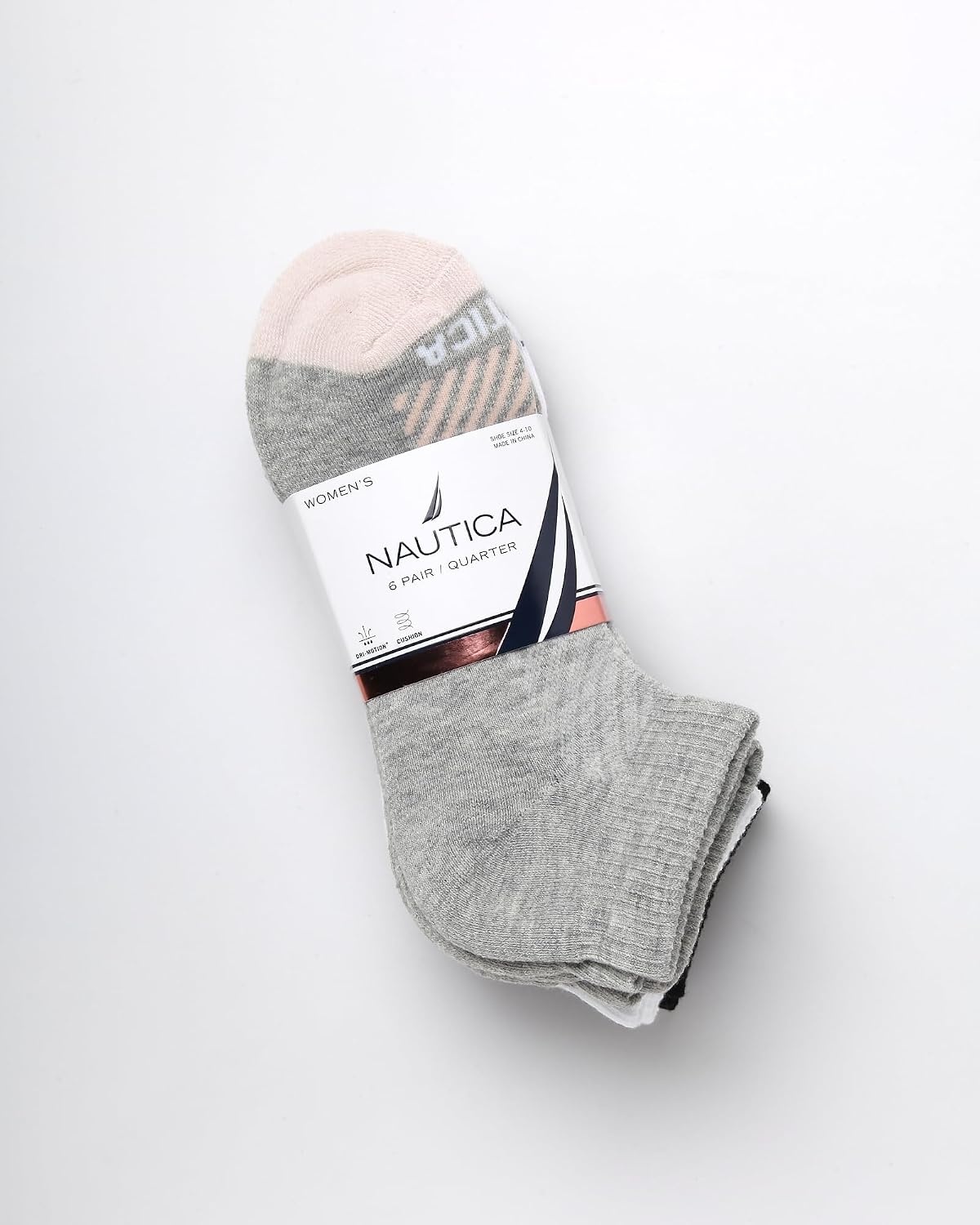 image:imageNautica Womens Quarter Socks 6 Pack Cushioned Moisture Wicking Athletic Quarter Socks for WomenAssorted Logo