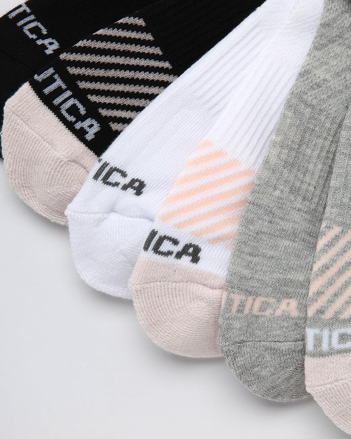 image:imageNautica Womens Quarter Socks 6 Pack Cushioned Moisture Wicking Athletic Quarter Socks for WomenAssorted Logo