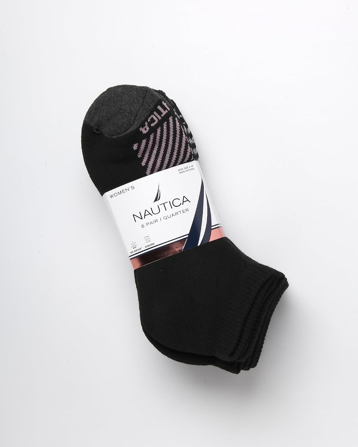 image:imageNautica Womens Quarter Socks 6 Pack Cushioned Moisture Wicking Athletic Quarter Socks for WomenBlack Logo