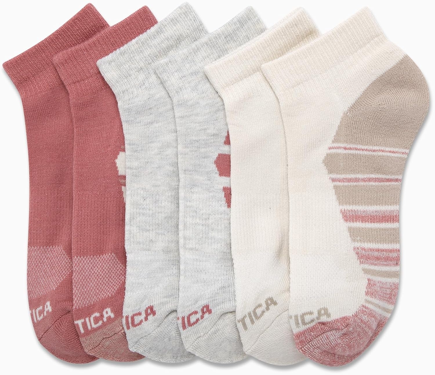 image:imageNautica Womens Quarter Socks 6 Pack Cushioned Moisture Wicking Athletic Quarter Socks for WomenOatmeal Logo