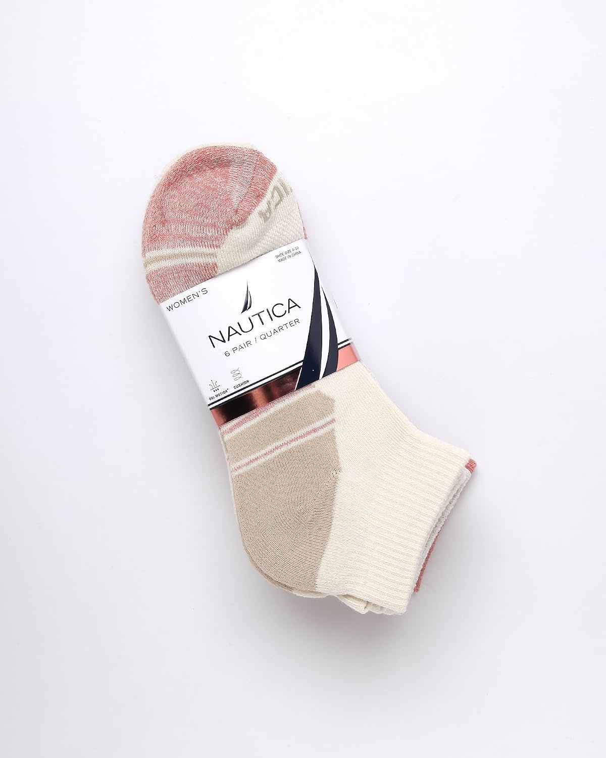 image:imageNautica Womens Quarter Socks 6 Pack Cushioned Moisture Wicking Athletic Quarter Socks for WomenOatmeal Logo