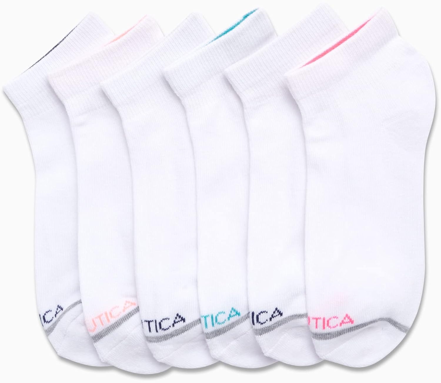 image:imageNautica Womens Quarter Socks 6 Pack Cushioned Moisture Wicking Athletic Quarter Socks for WomenWhite