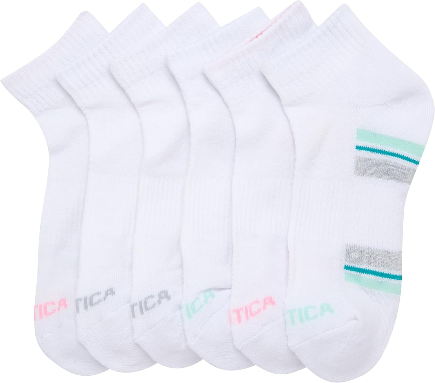 image:imageNautica Womens Quarter Socks 6 Pack Cushioned Moisture Wicking Athletic Quarter Socks for WomenWhiteBlue