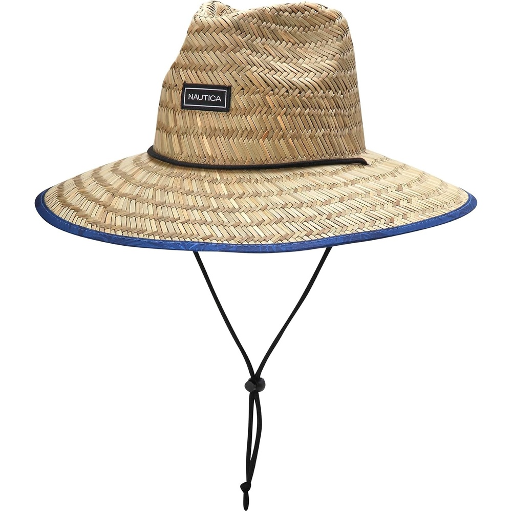image:imageNautica Mens Straw Lifeguard Hat  Lightweight Wide Brim Outdoor Beach Sun Hats for Men with Adjustable Chin StrapNavy