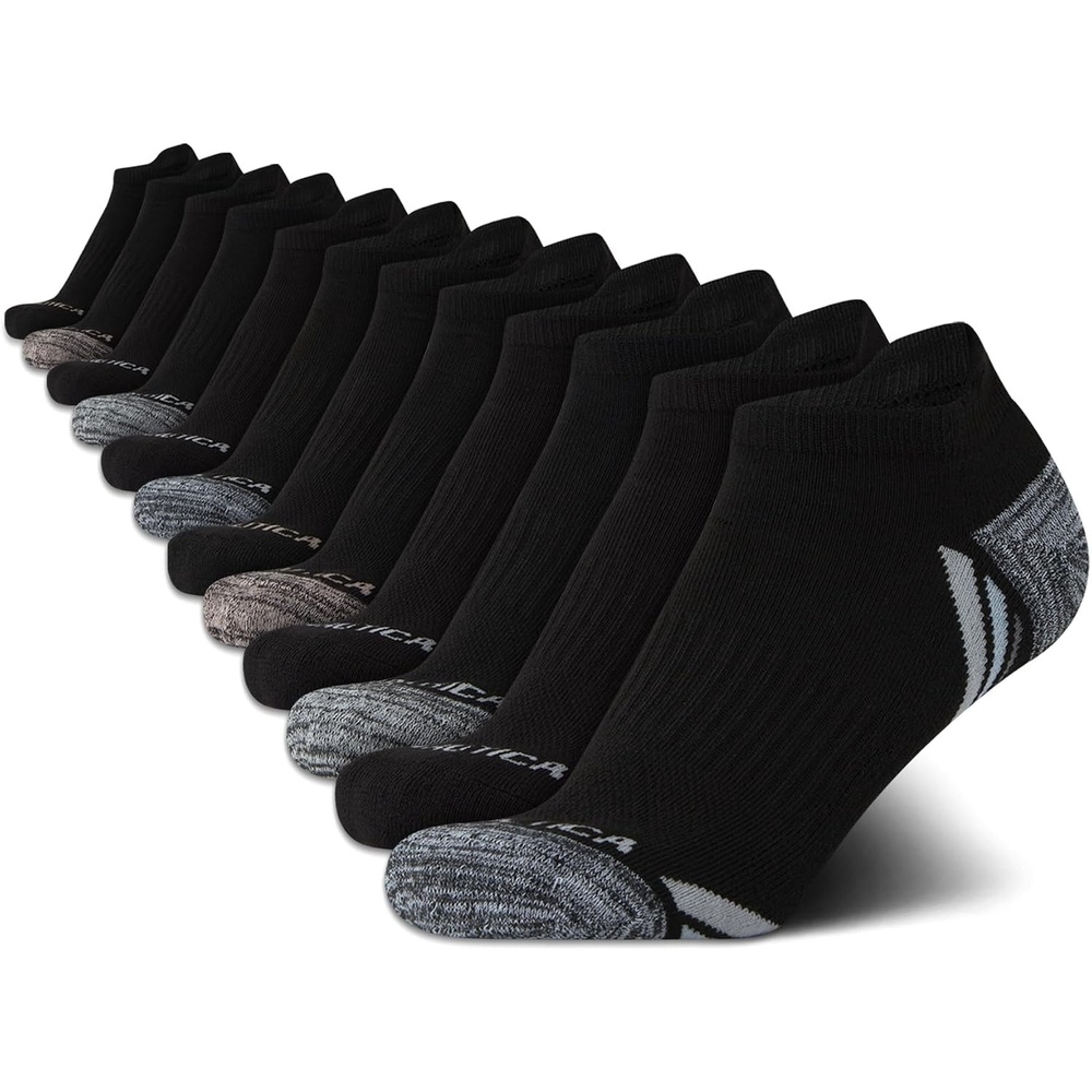 image:imageNautica Womens Ankle Socks  12 Pack Breathable Mesh Cushioned Low Cut Socks for Women  Gym Athletic Womens Socks 410BlackGrey