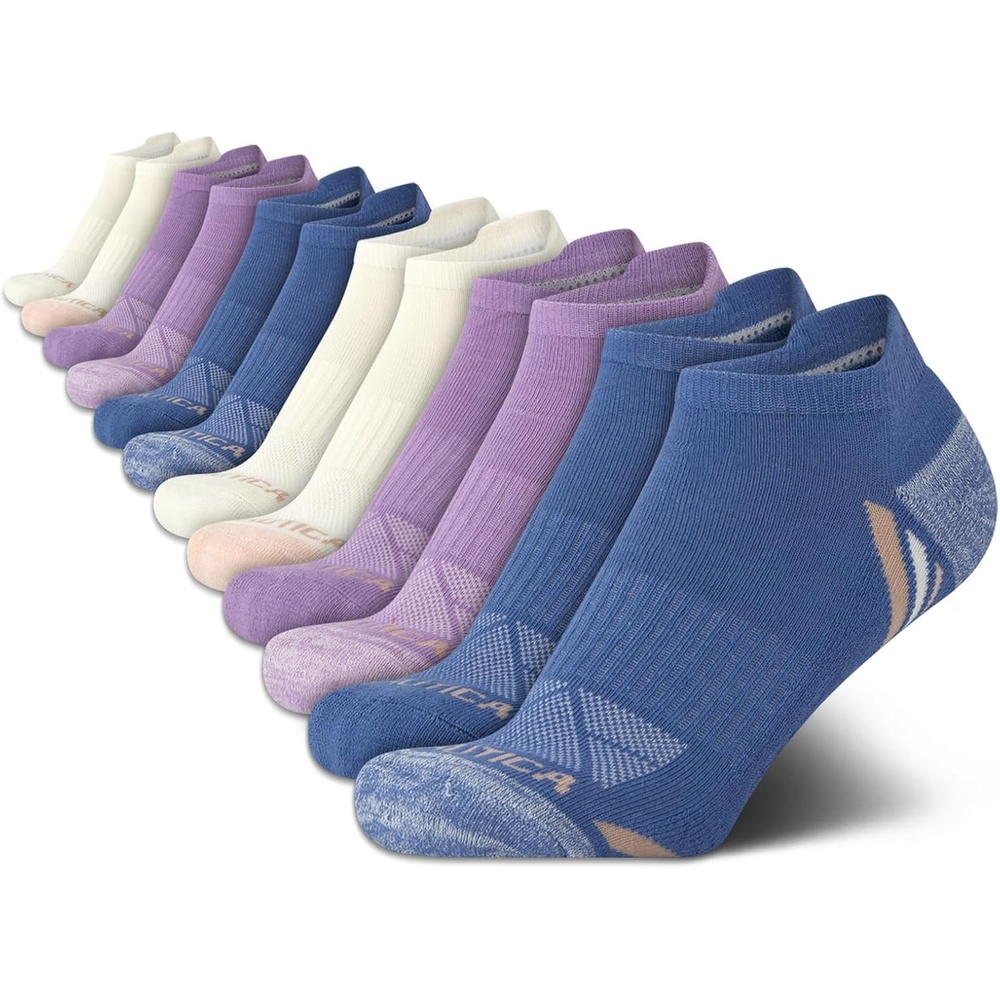 image:imageNautica Womens Ankle Socks  12 Pack Breathable Mesh Cushioned Low Cut Socks for Women  Gym Athletic Womens Socks 410Blue Assorted