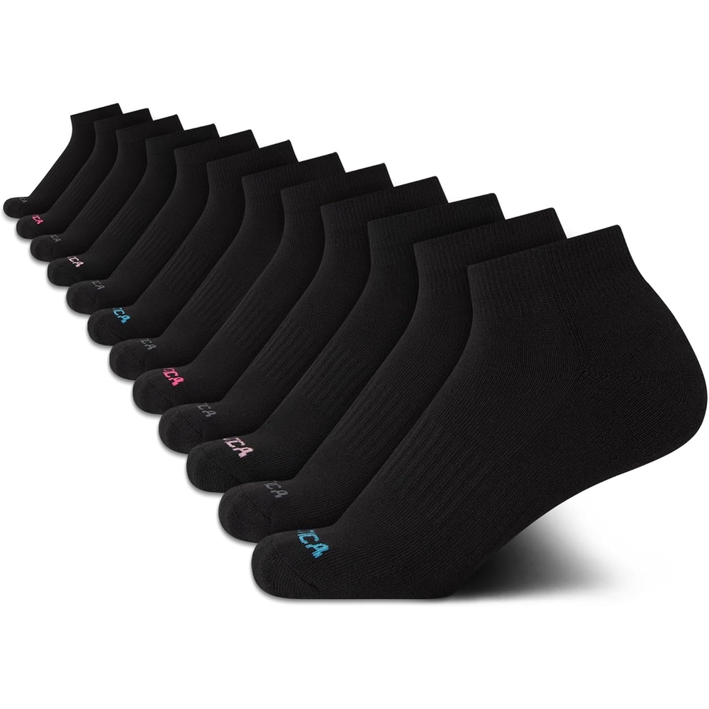 image:imageNautica Womens Quarter Cut Moisture Control Athletic Socks with Cushioned Comfort 12 PackAll Black