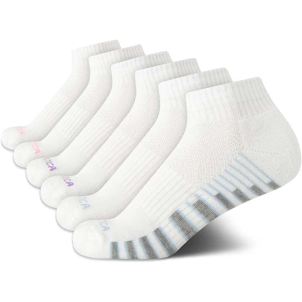 image:imageNautica Womens Quarter Socks 6 Pack Cushioned Moisture Wicking Athletic Quarter Socks for WomenAll White