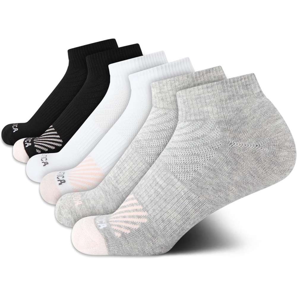 image:imageNautica Womens Quarter Socks 6 Pack Cushioned Moisture Wicking Athletic Quarter Socks for WomenAssorted Logo
