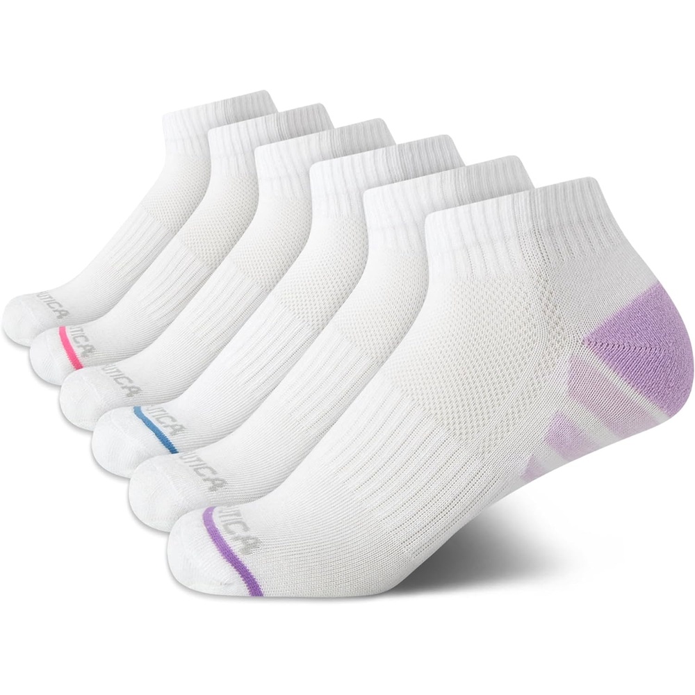 image:imageNautica Womens Quarter Socks  6 Pack Cushioned Moisture Wicking Athletic Quarter Socks for WomenClassic White