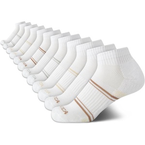 Nautica Womens Quarter Cut Moisture Control Athletic Socks with Cushioned Comfort (12 Pack)(White Stripe)