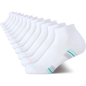 Nautica Womens Quarter Cut Moisture Control Athletic Socks with Cushioned Comfort (12 Pack)(White/Blue)