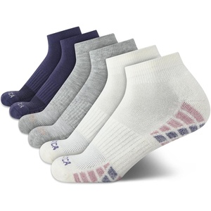 Nautica Womens Quarter Socks – 6 Pack Cushioned Moisture Wicking Athletic Quarter Socks for Women(White/Grey/Blue)