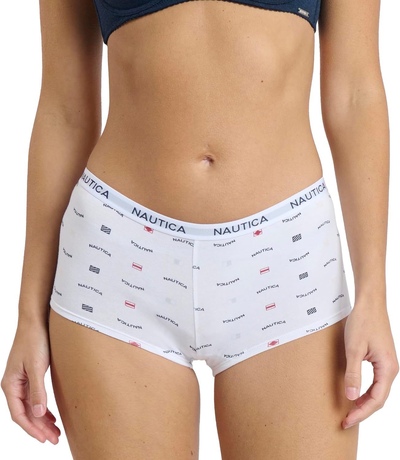 image:imageNautica Womens Cotton Boyshort Underwear Set 5PackMd Heather GreyBrixton BlueBlushedTerra StoneBlushed Flag