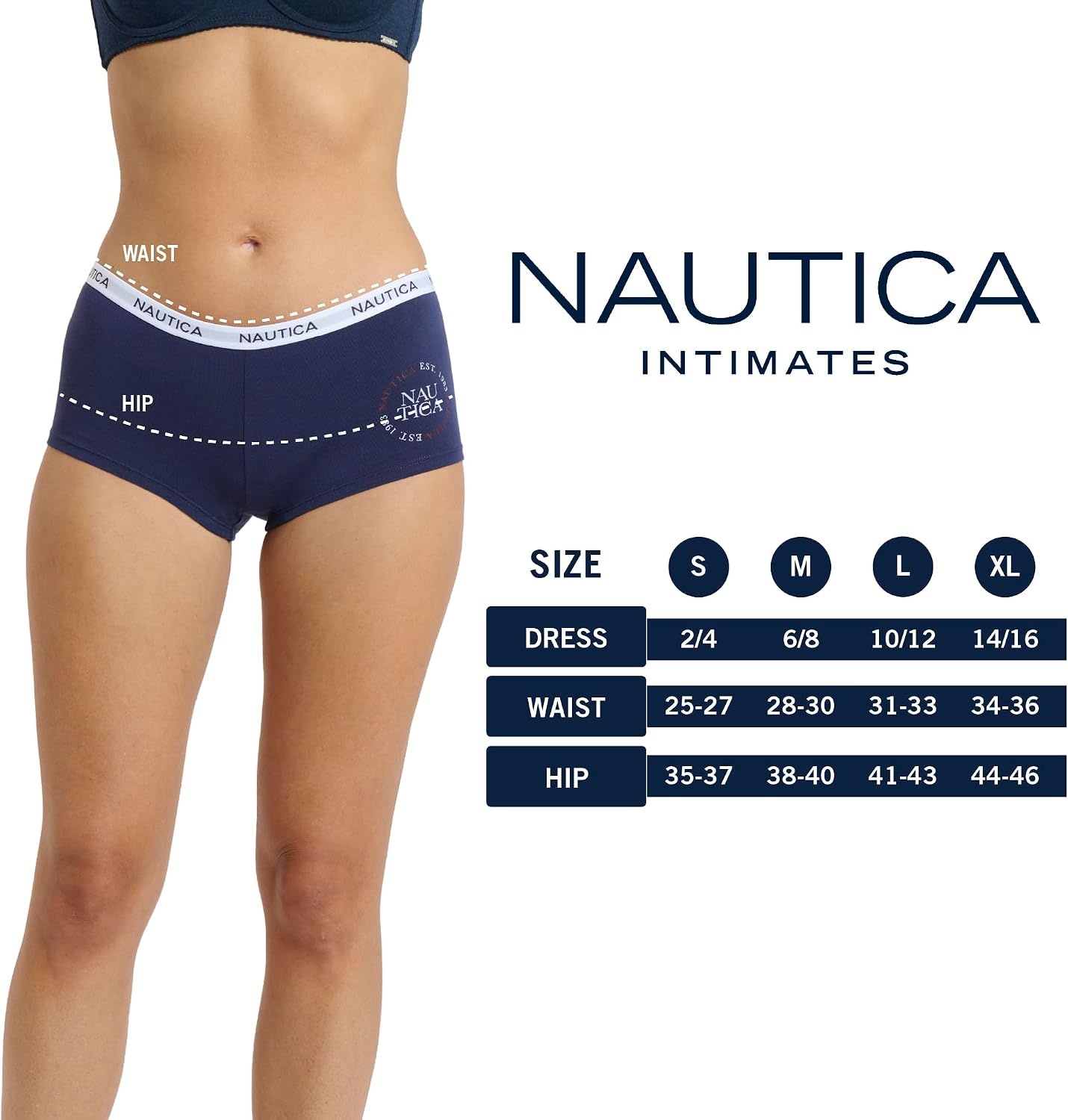 image:imageNautica Womens Cotton Boyshort Underwear Set 5PackNavy SeaStarlit GreyMd Heather GreyDeep PomegranateBrushed Floral