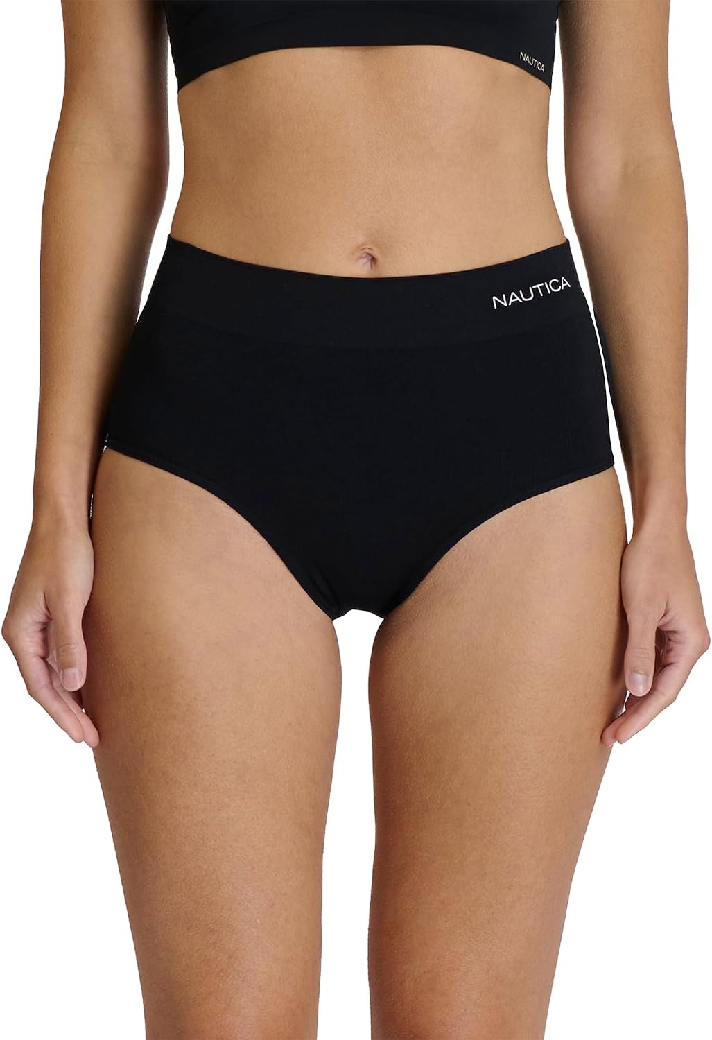image:imageNautica Womens Seamless Ribbed Knit Brief Underwear Set 5PackChroniumApricot RoseMid Heather GreyIvory ShellBlack