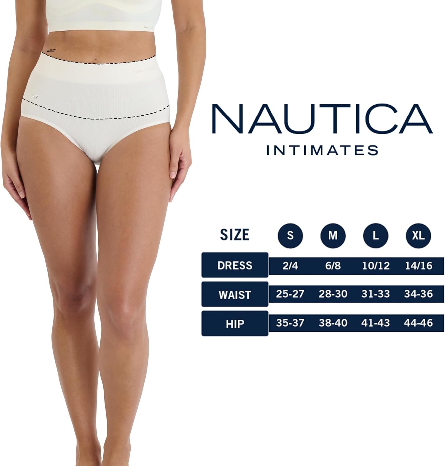 image:imageNautica Womens Seamless Ribbed Knit Brief Underwear Set 5PackChroniumApricot RoseMid Heather GreyIvory ShellBlack