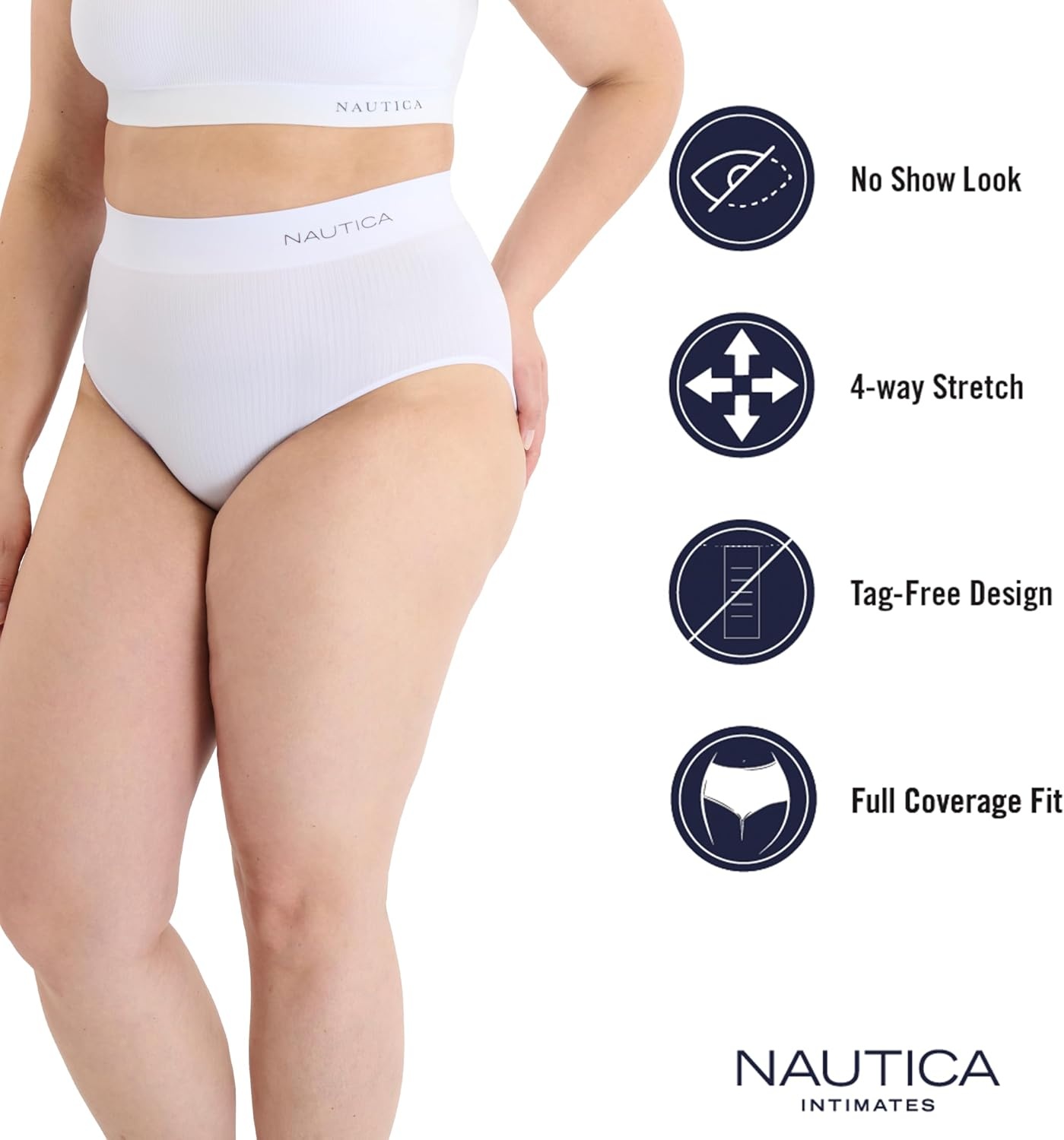 image:imageNautica Womens Seamless Ribbed Knit Brief Underwear Set 5PackPale SageWhiteLight MochaBlackMd Heather Grey