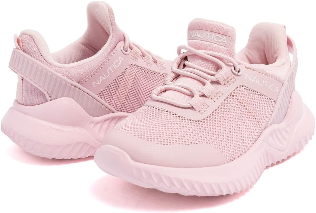image:imageNautica Girls Toddler Knit SlipOn Sneakers with Max Comfort Sole Bungee Closure Tennis Running Shoes for School and Play ToddlerLittle KidBlush Tonal