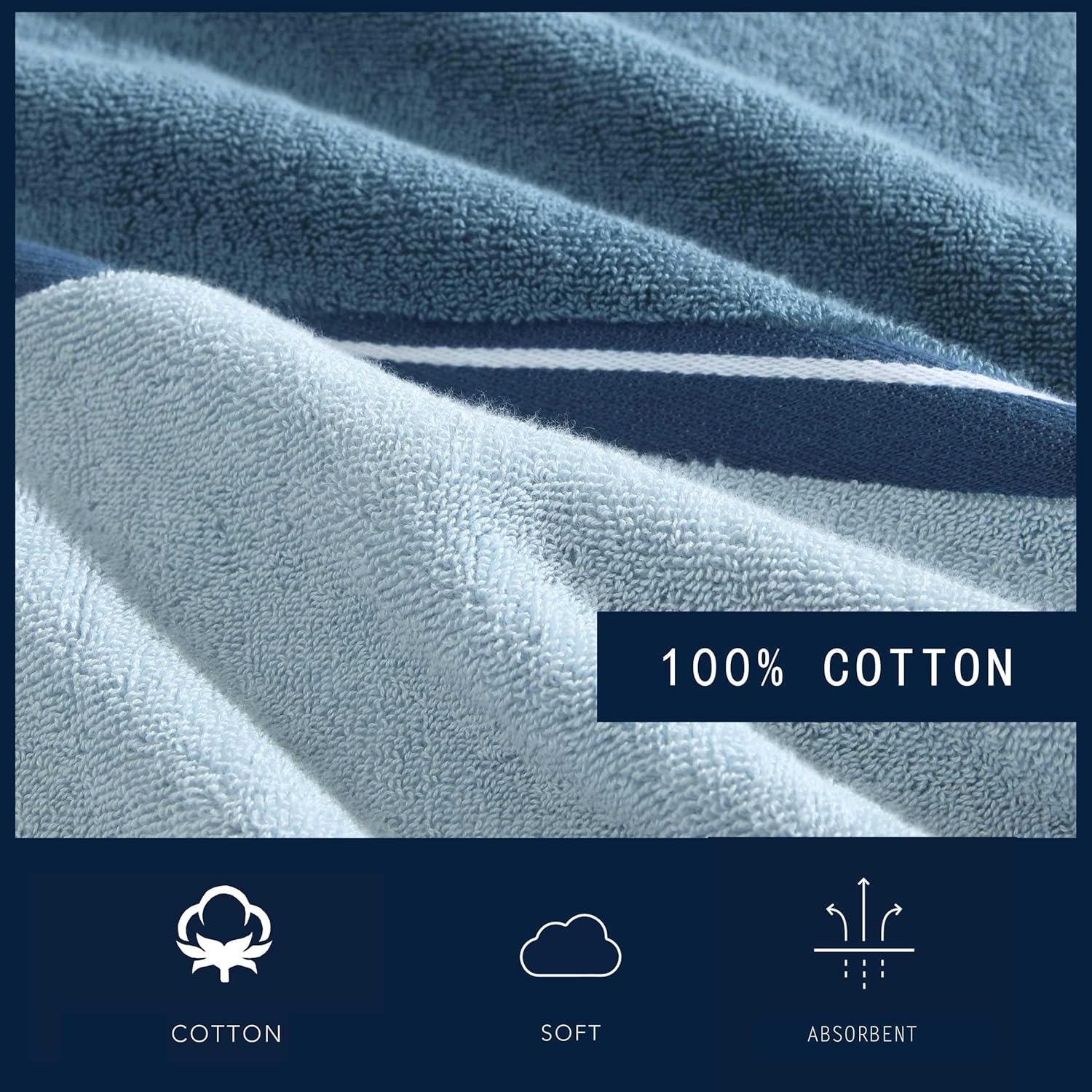image:imageNautica Bath Towels 100 Soft amp Absorbent Plush Cotton Towels with Yarn Dye Loops Medium Weight Bathroom Towels Cruise Along Blue 6 PieceBelle Castle Blue