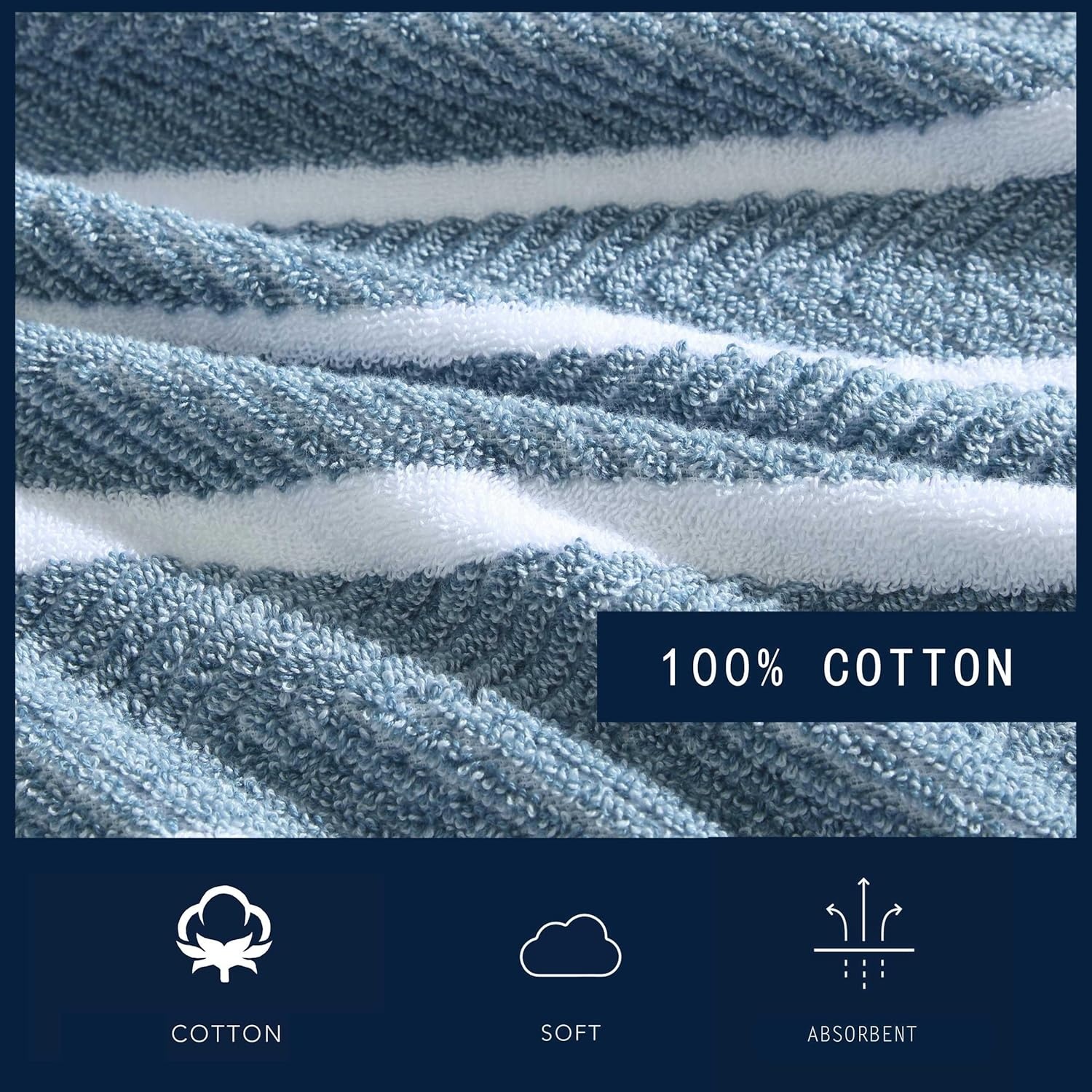 image:imageNautica Bath Towels 100 Soft amp Absorbent Plush Cotton Towels with Yarn Dye Loops Medium Weight Bathroom Towels Cruise Along Blue 6 PieceCruise Along Blue