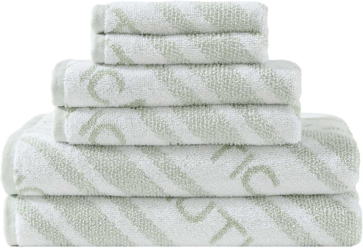 image:imageNautica Bath Towels 100 Soft amp Absorbent Plush Cotton Towels with Yarn Dye Loops Medium Weight Bathroom Towels Cruise Along Blue 6 PieceMinera Green