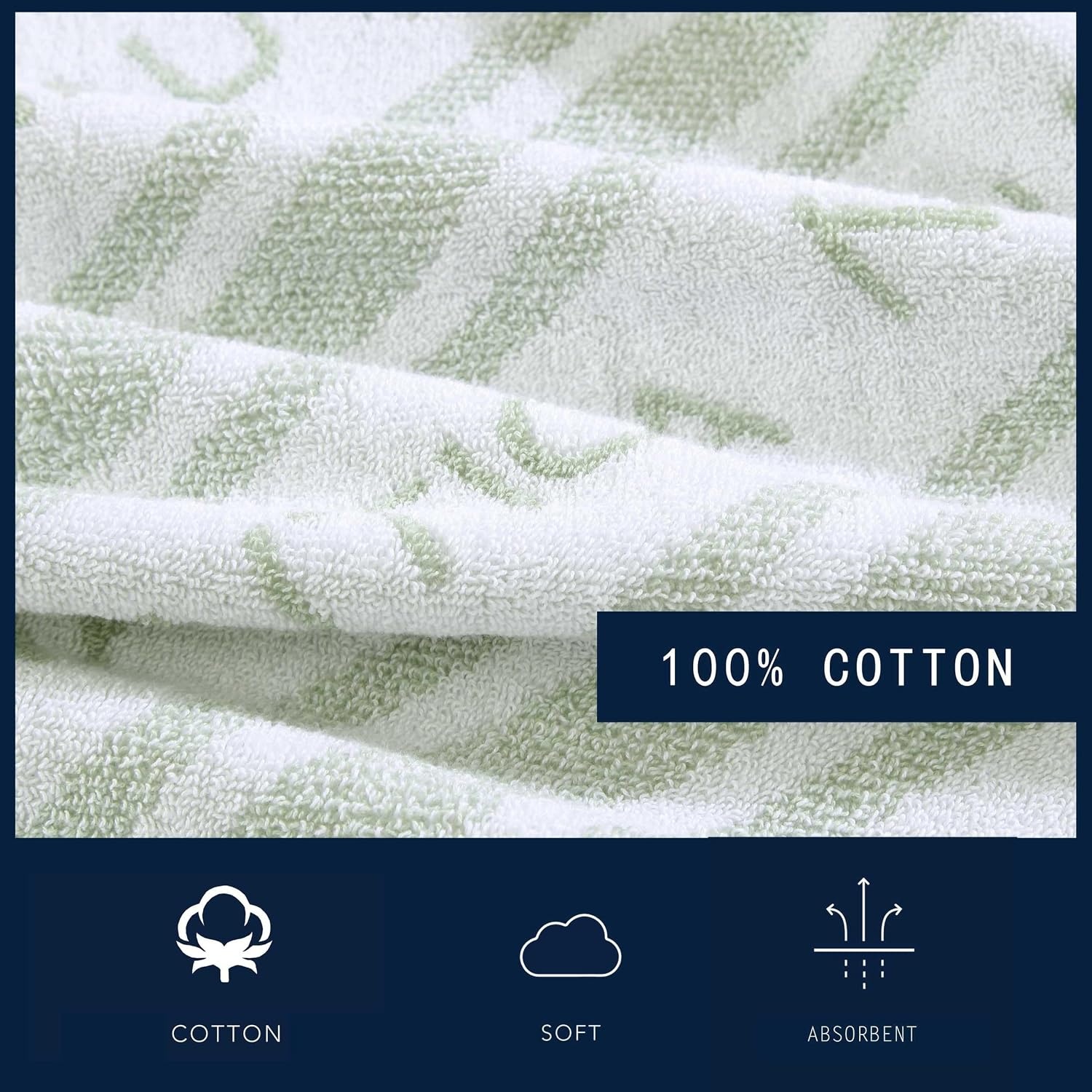 image:imageNautica Bath Towels 100 Soft amp Absorbent Plush Cotton Towels with Yarn Dye Loops Medium Weight Bathroom Towels Cruise Along Blue 6 PieceMinera Green