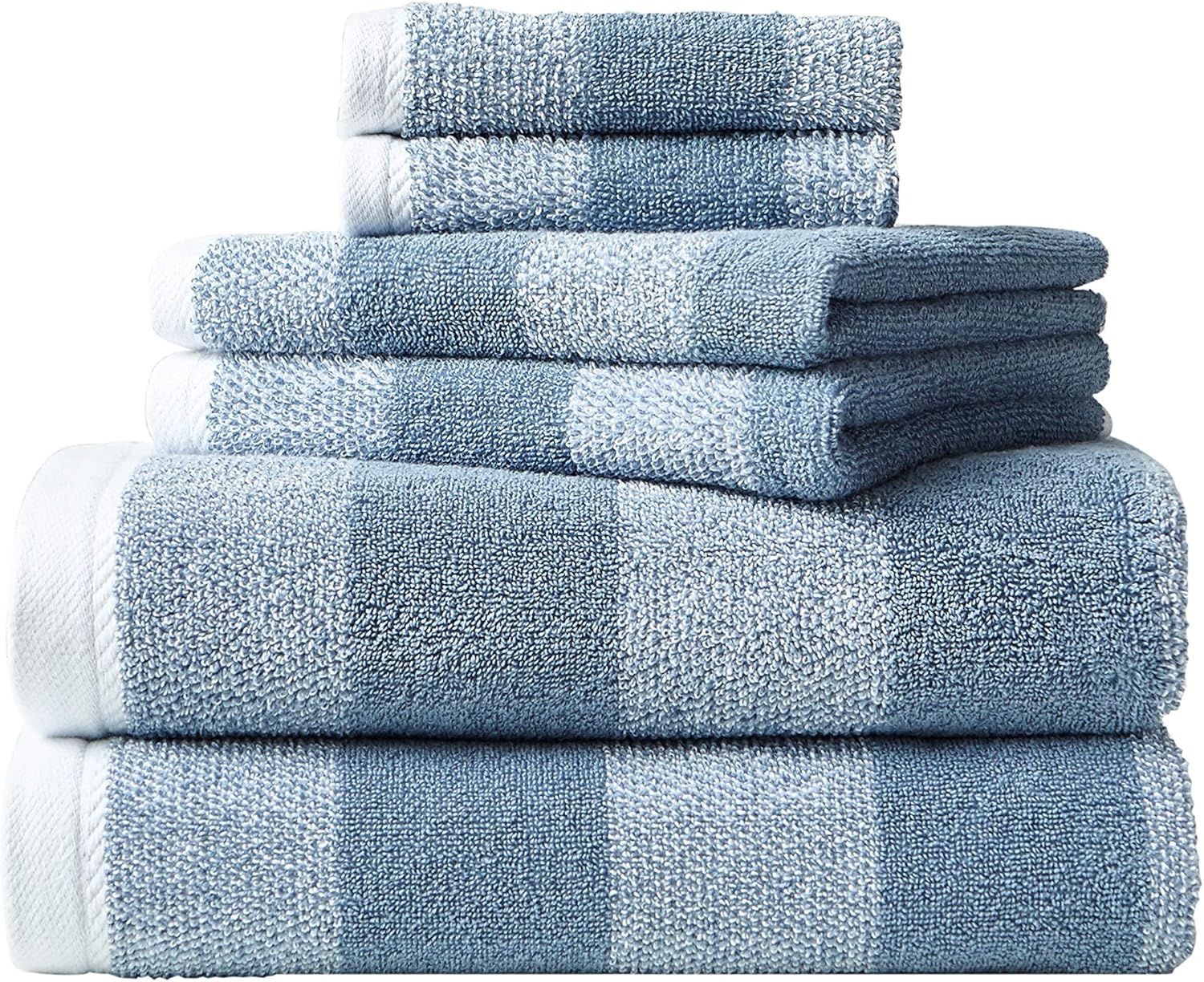 image:imageNautica Bath Towels 100 Soft amp Absorbent Plush Cotton Towels with Yarn Dye Loops Medium Weight Bathroom Towels Cruise Along Blue 6 PieceOak Lake Blue