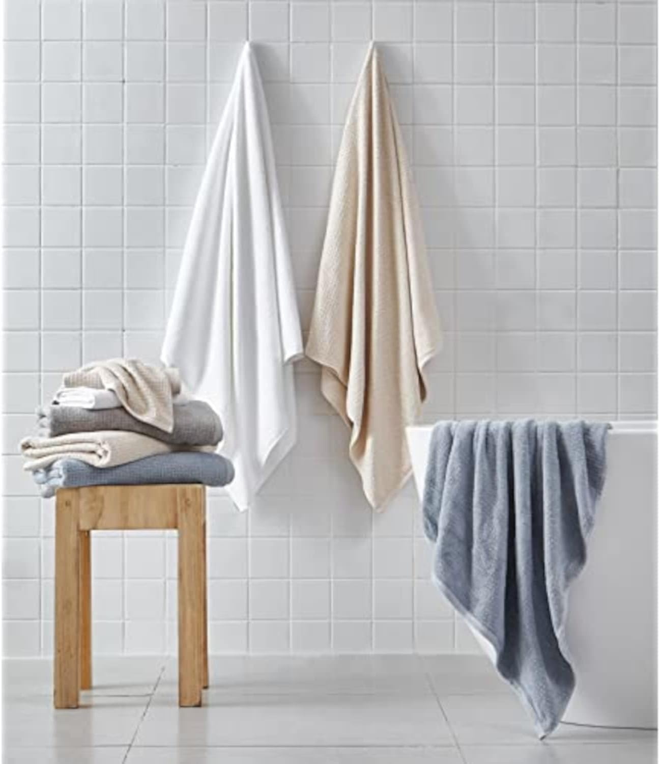 image:imageNautica Bath Towels 100 Soft amp Absorbent Plush Cotton Towels with Yarn Dye Loops Medium Weight Bathroom Towels Cruise Along Blue 6 PieceOasis Beige