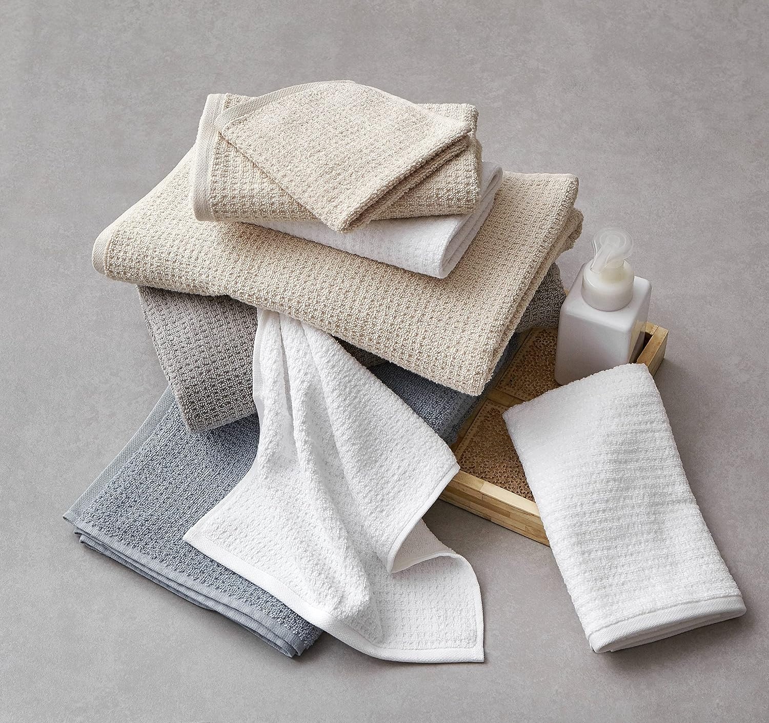 image:imageNautica Bath Towels 100 Soft amp Absorbent Plush Cotton Towels with Yarn Dye Loops Medium Weight Bathroom Towels Cruise Along Blue 6 PieceOasis Beige