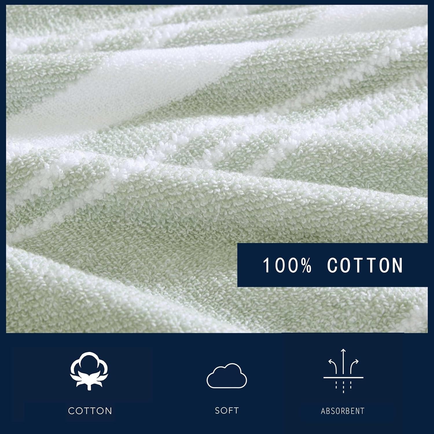 image:imageNautica Bath Towels 100 Soft amp Absorbent Plush Cotton Towels with Yarn Dye Loops Medium Weight Bathroom Towels Cruise Along Blue 6 PieceWindward Green