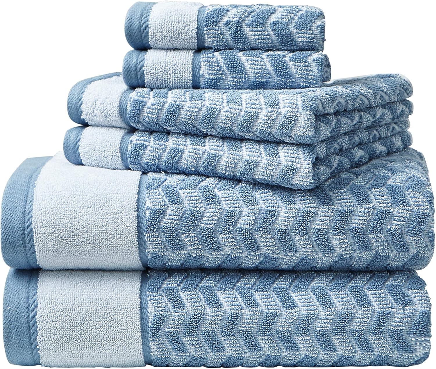 image:imageNautica Bath Towels 100 Soft amp Absorbent Plush Cotton Towels with Yarn Dye Loops Medium Weight Bathroom Towels Cruise Along Blue 6 PieceZane Chevron