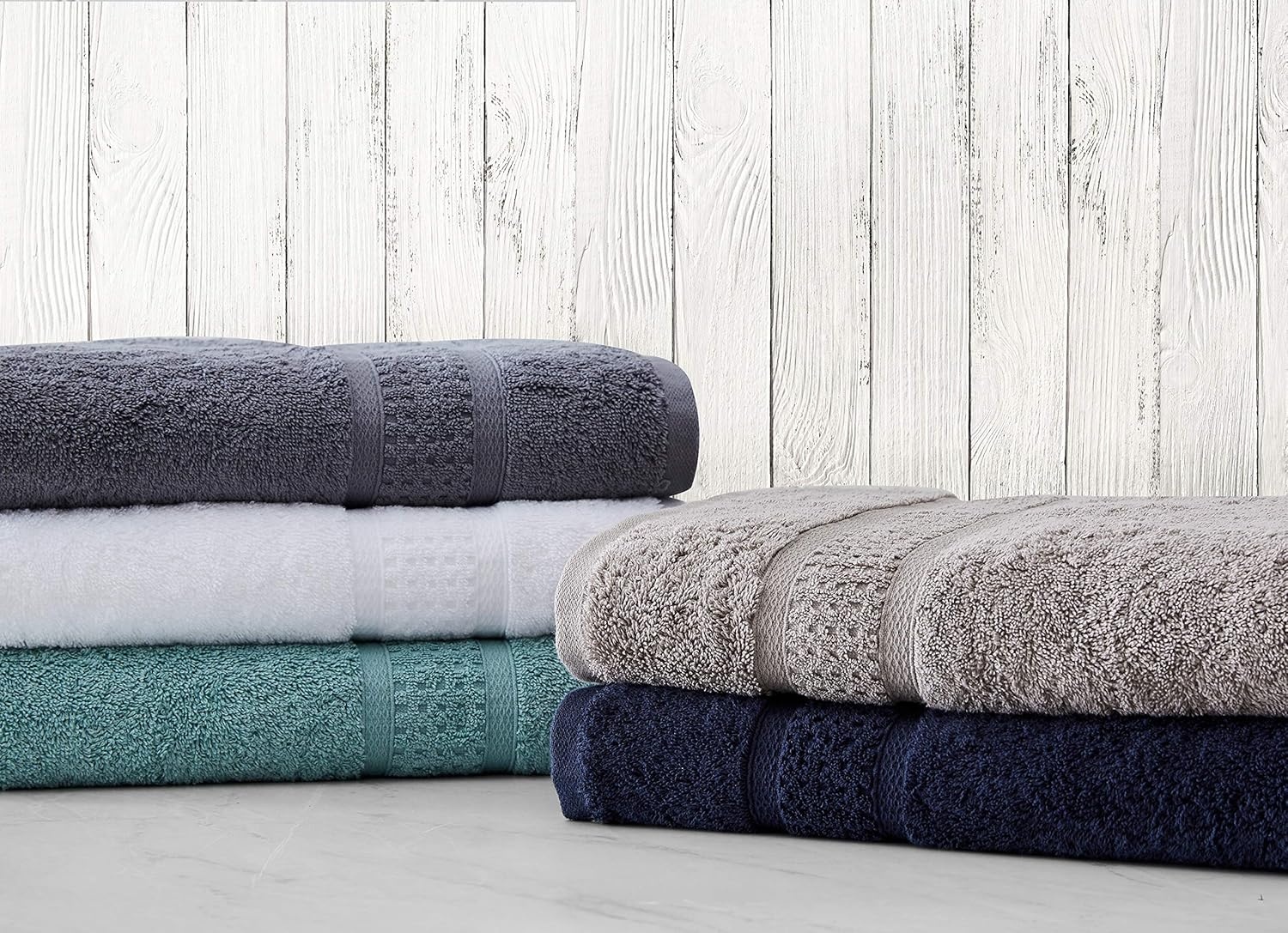 image:imageNautica Bathroom Towels Soft Cotton Washcloth Bath amp Hand Towel Set Highly Absorbent amp Quick Dry Zero Twist Set of 6 College Dorm Room Essentials Oceane WhiteOceane White