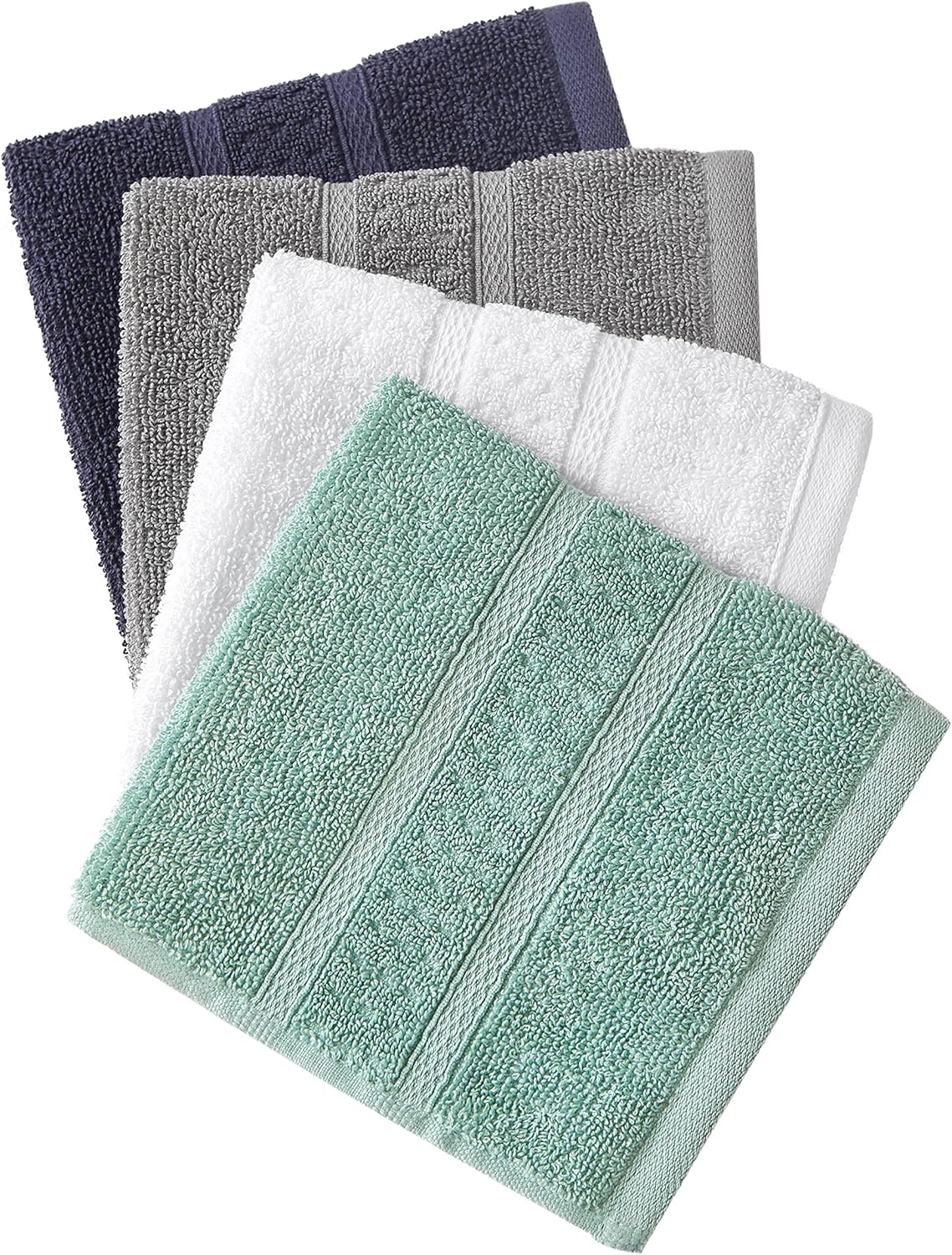 image:imageNautica Bathroom Towels Soft Cotton Washcloth Bath amp Hand Towel Set Highly Absorbent amp Quick Dry Zero Twist Set of 6 College Dorm Room Essentials Oceane WhiteOceane Grey