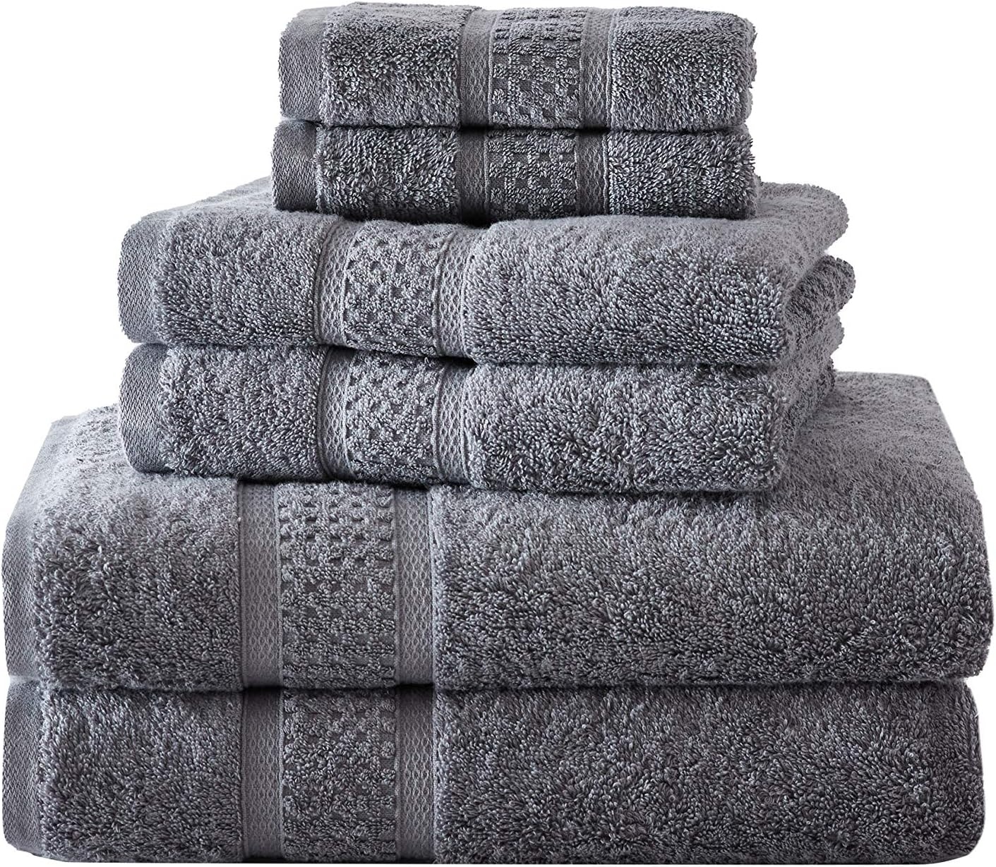 image:imageNautica Bathroom Towels Soft Cotton Washcloth Bath amp Hand Towel Set Highly Absorbent amp Quick Dry Zero Twist Set of 6 College Dorm Room Essentials Oceane WhiteOceane Grey