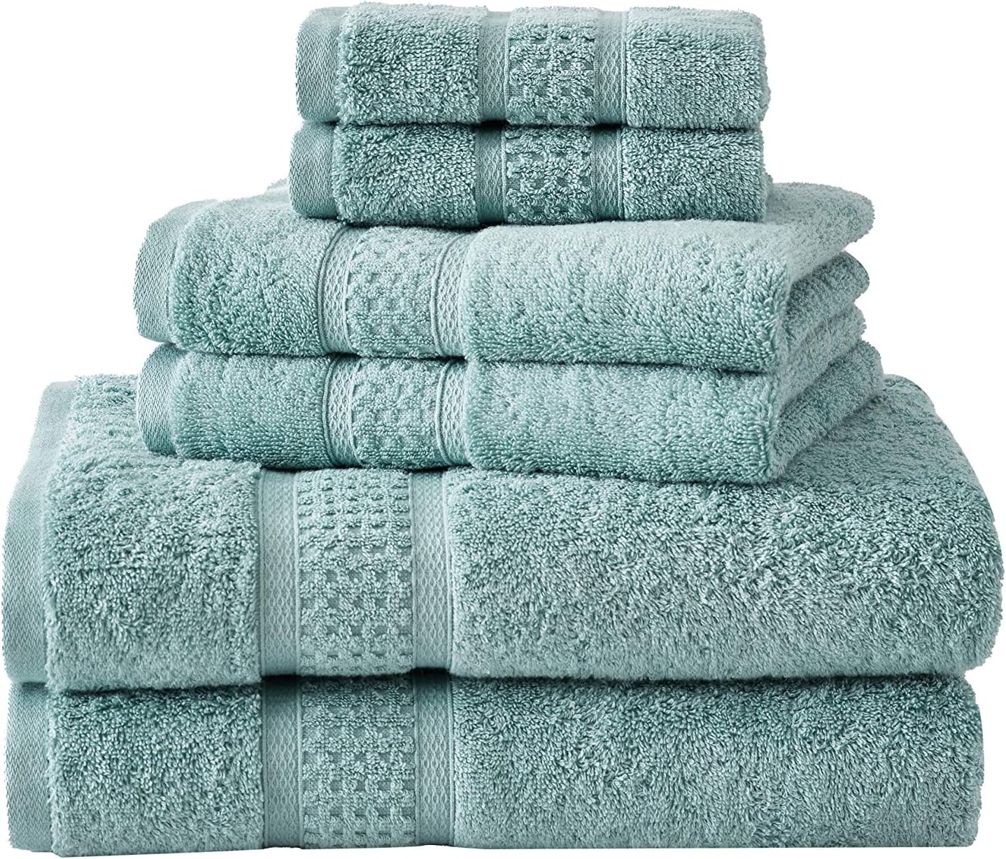 image:imageNautica Bathroom Towels Soft Cotton Washcloth Bath amp Hand Towel Set Highly Absorbent amp Quick Dry Zero Twist Set of 6 College Dorm Room Essentials Oceane WhiteOceane Turquoise