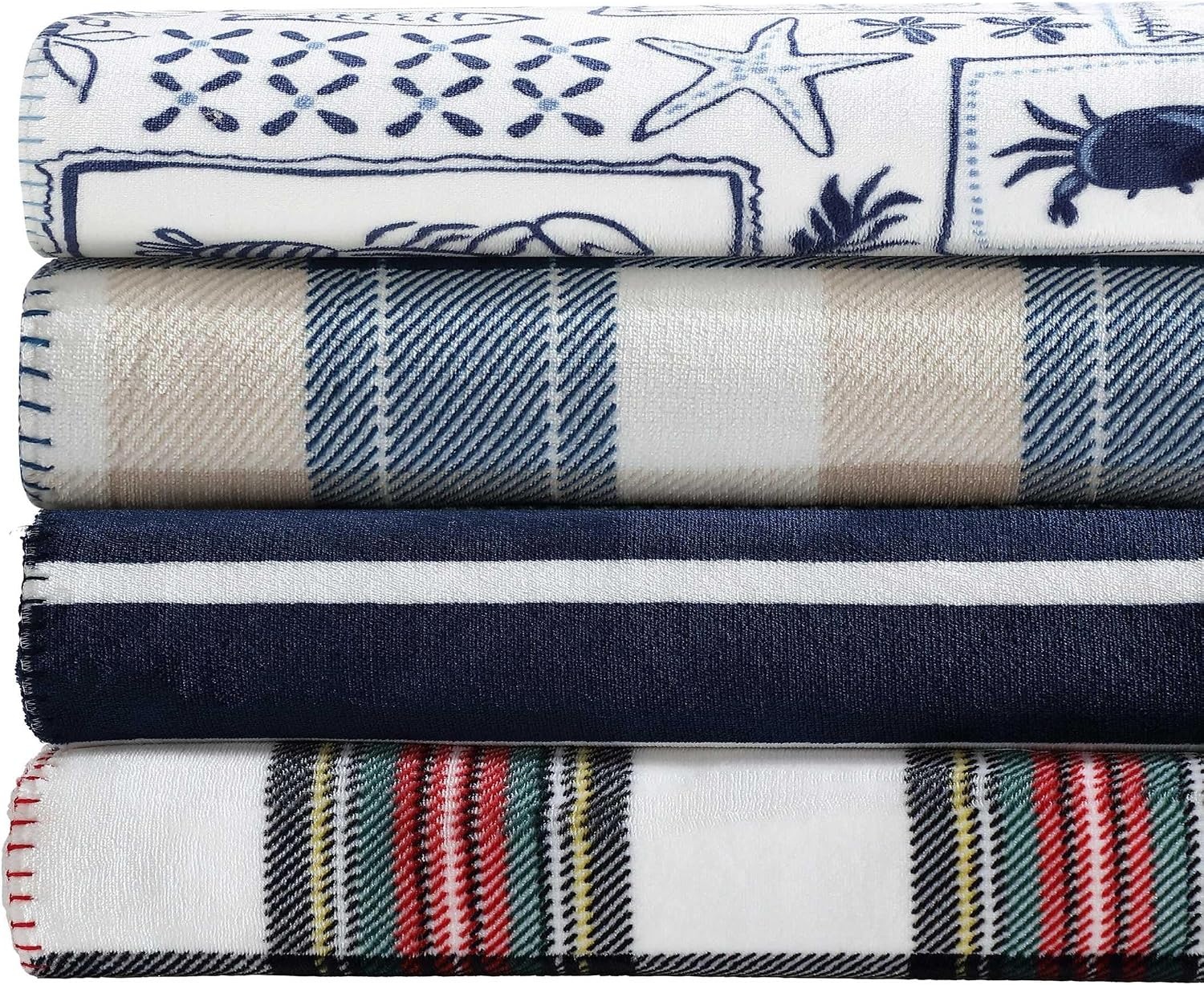 image:imageNautica Blanket UltraSoft Plush Throw Blanket Reversible amp Oversized Bedding for Couch or Bed Hillcrest PlaidStripe Red 50 x 70Beach CollagePenny Pinstripe Blue