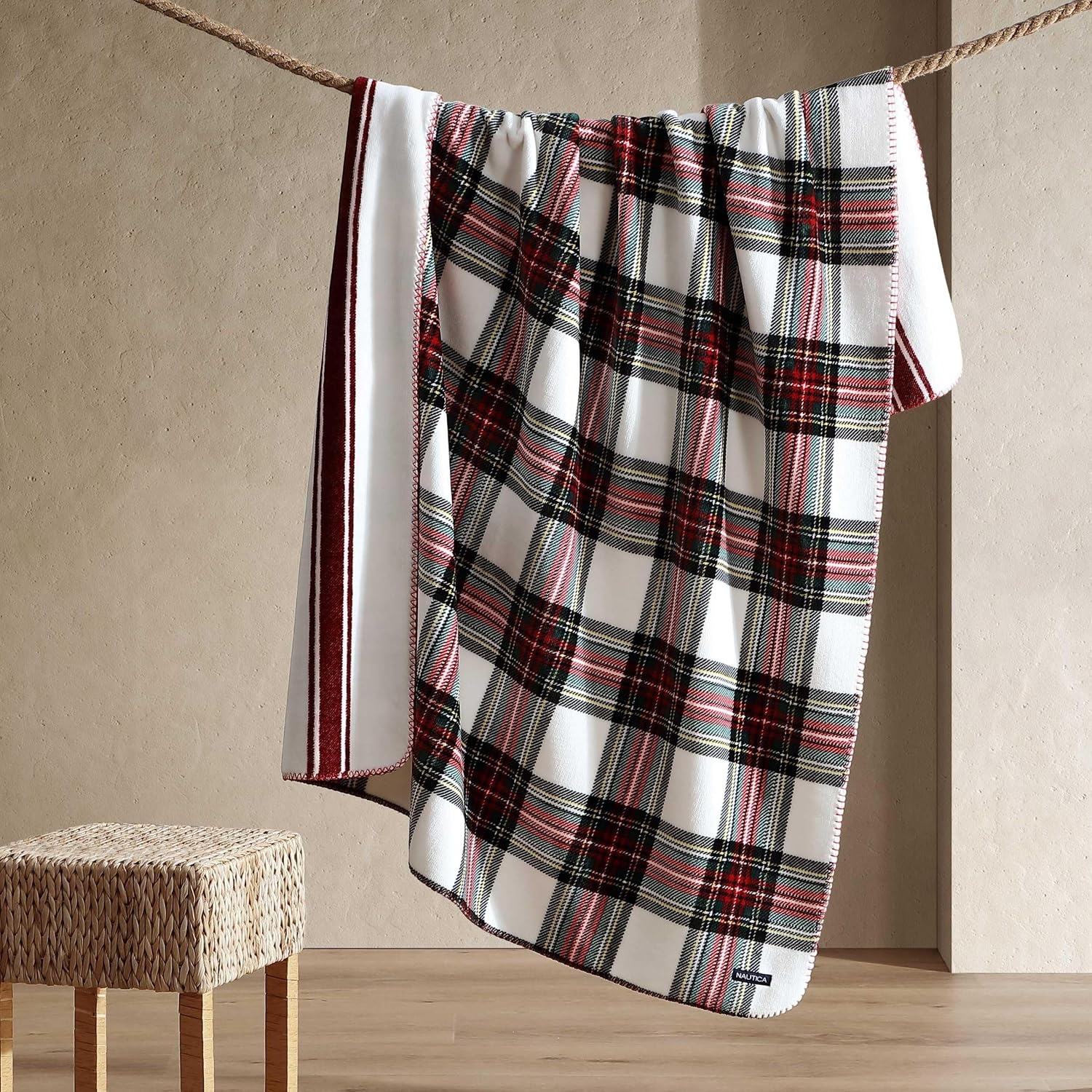 image:imageNautica Blanket UltraSoft Plush Throw Blanket Reversible amp Oversized Bedding for Couch or Bed Hillcrest PlaidStripe Red 50 x 70Hillcrest PlaidSailor Stripe Red