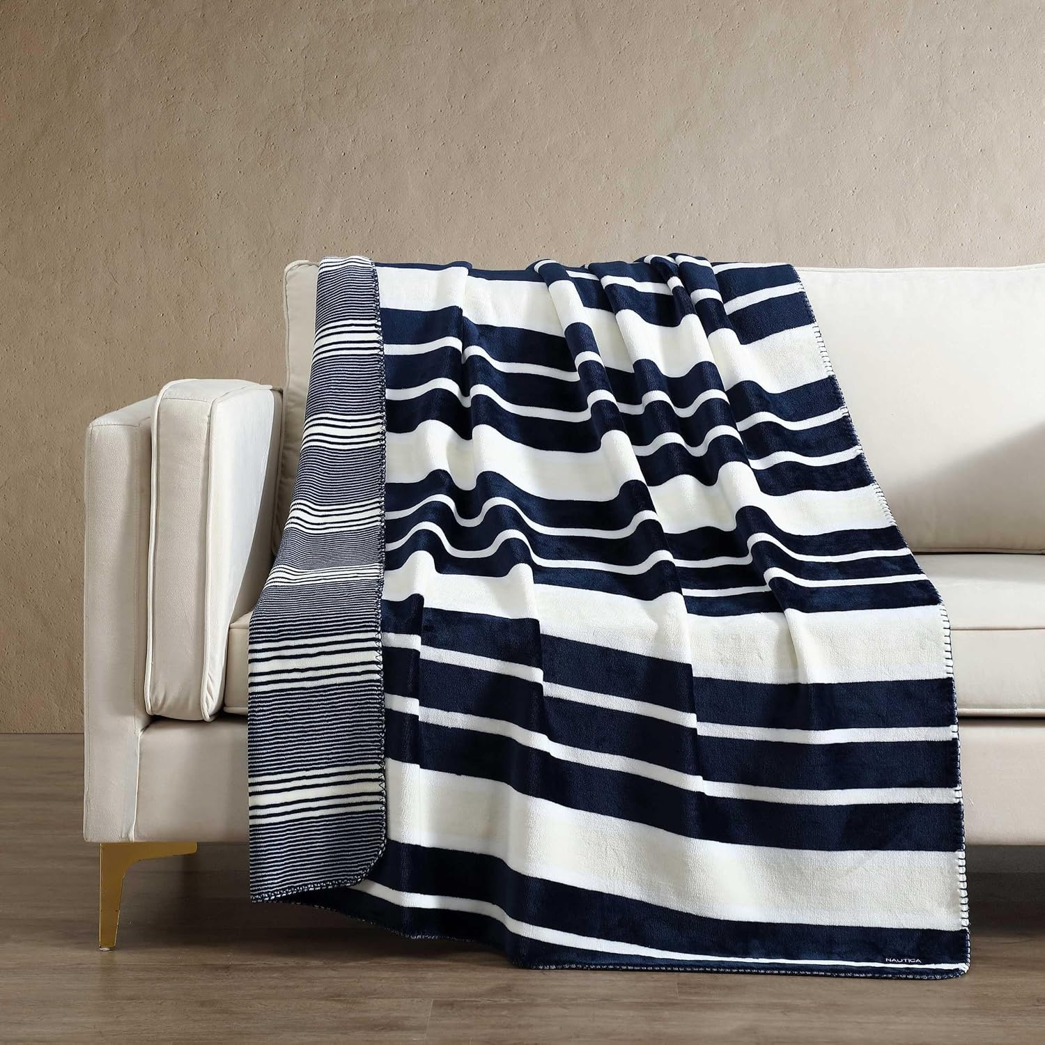 image:imageNautica Blanket UltraSoft Plush Throw Blanket Reversible amp Oversized Bedding for Couch or Bed Hillcrest PlaidStripe Red 50 x 70VaraderoCraver Stripe Blue