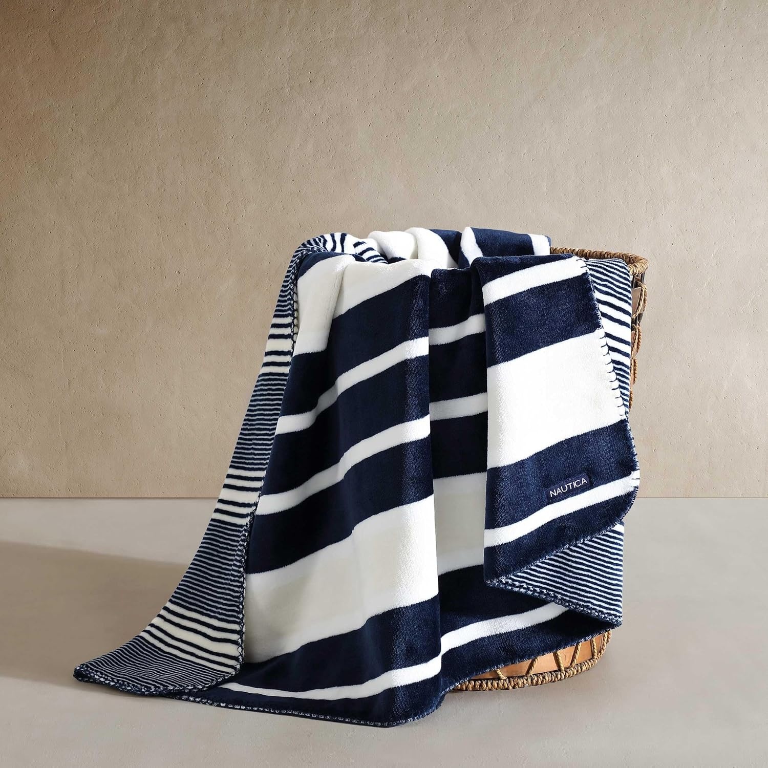image:imageNautica Blanket UltraSoft Plush Throw Blanket Reversible amp Oversized Bedding for Couch or Bed Hillcrest PlaidStripe Red 50 x 70VaraderoCraver Stripe Blue