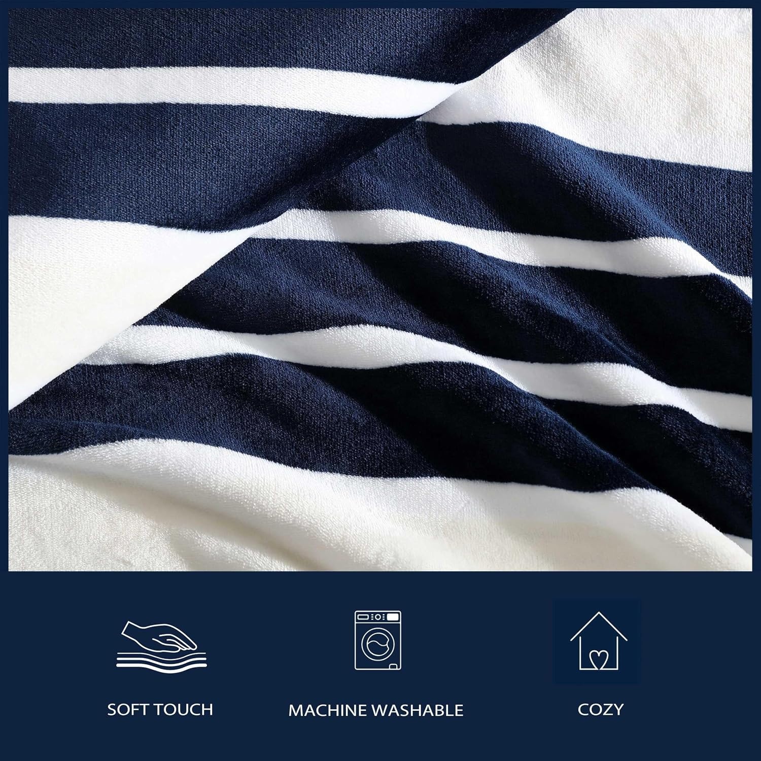 image:imageNautica Blanket UltraSoft Plush Throw Blanket Reversible amp Oversized Bedding for Couch or Bed Hillcrest PlaidStripe Red 50 x 70VaraderoCraver Stripe Blue