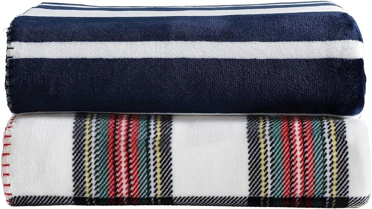 image:imageNautica Blanket UltraSoft Plush Throw Blanket Reversible amp Oversized Bedding for Couch or Bed Hillcrest PlaidStripe Red 50 x 70VaraderoCraver Stripe Blue