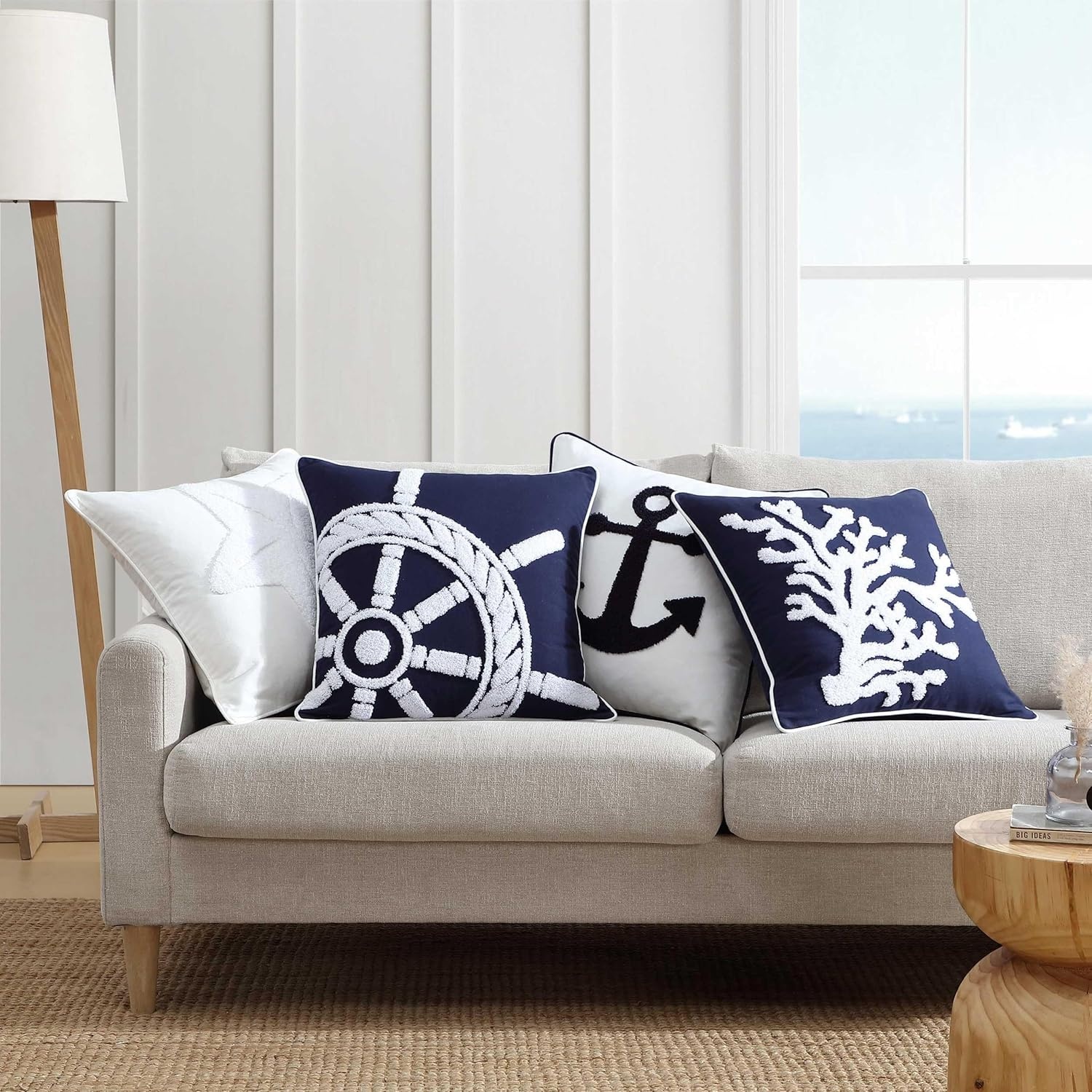 image:imageNautica Decorative Pillow Soft amp Plush Printed Throw Pillow Square Pillow for Bed or Couch Flag Blue 18 x 18Coral Blue