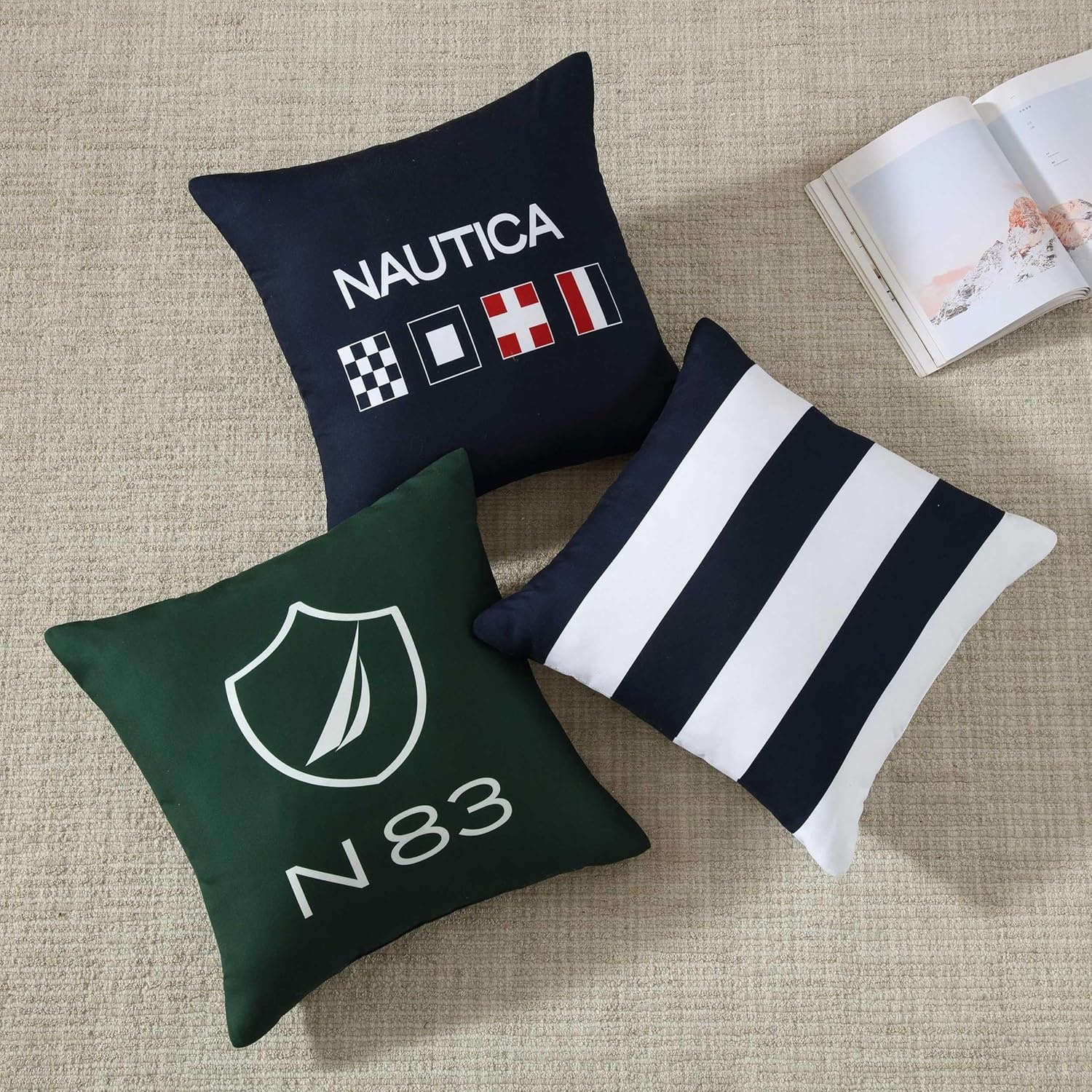 image:imageNautica Decorative Pillow Soft amp Plush Printed Throw Pillow Square Pillow for Bed or Couch Flag Blue 18 x 18Flag Blue
