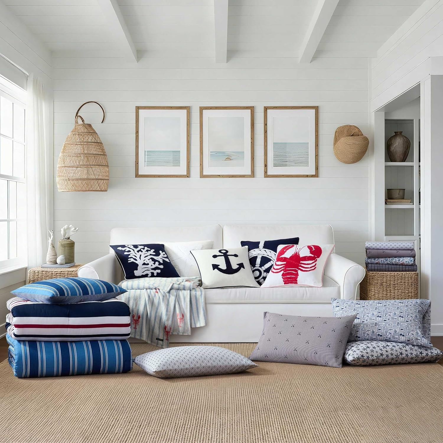 image:imageNautica Decorative Pillow Soft amp Plush Printed Throw Pillow Square Pillow for Bed or Couch Flag Blue 18 x 18Ships Wheel Blue